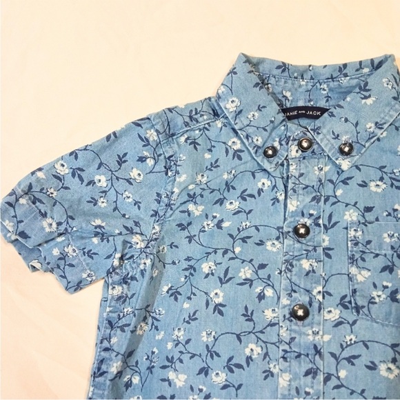 Janie and Jack Denim Blue Floral Shirt - Picture 4 of 8
